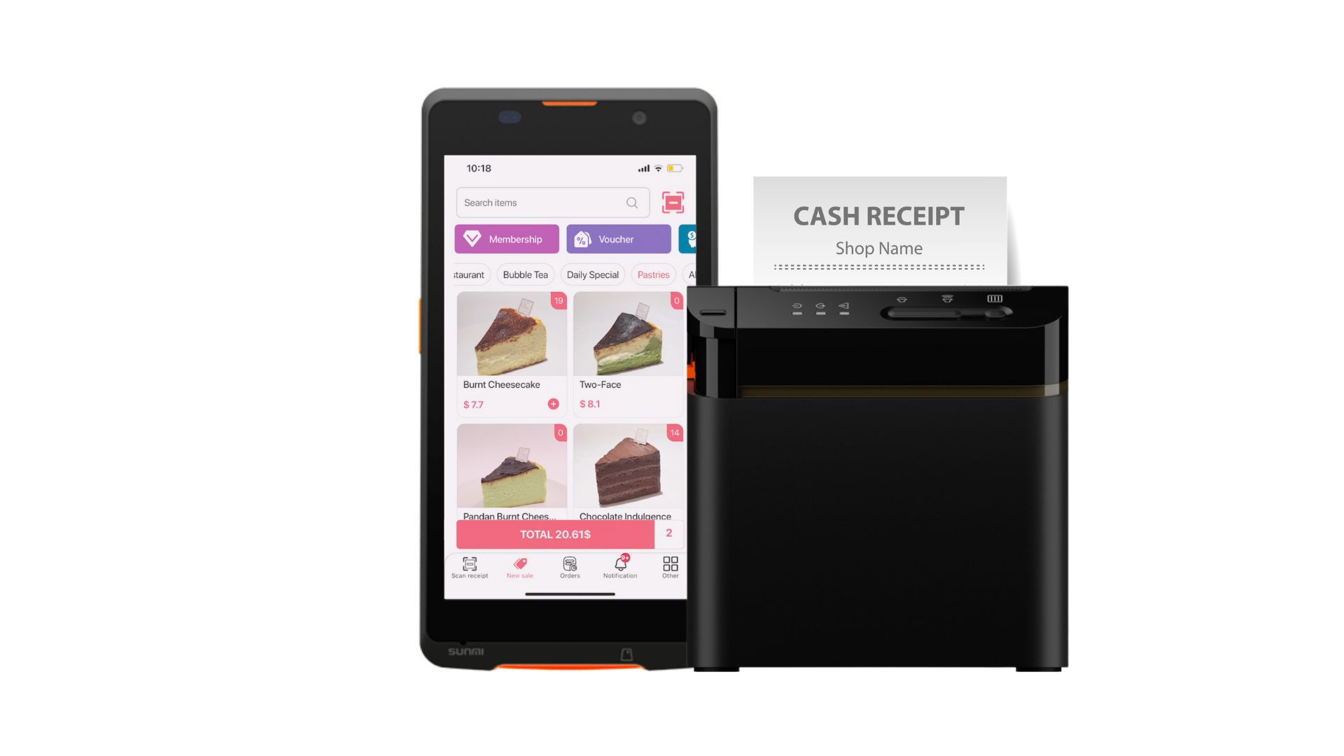 Rewardly POS running on an Android mobile device