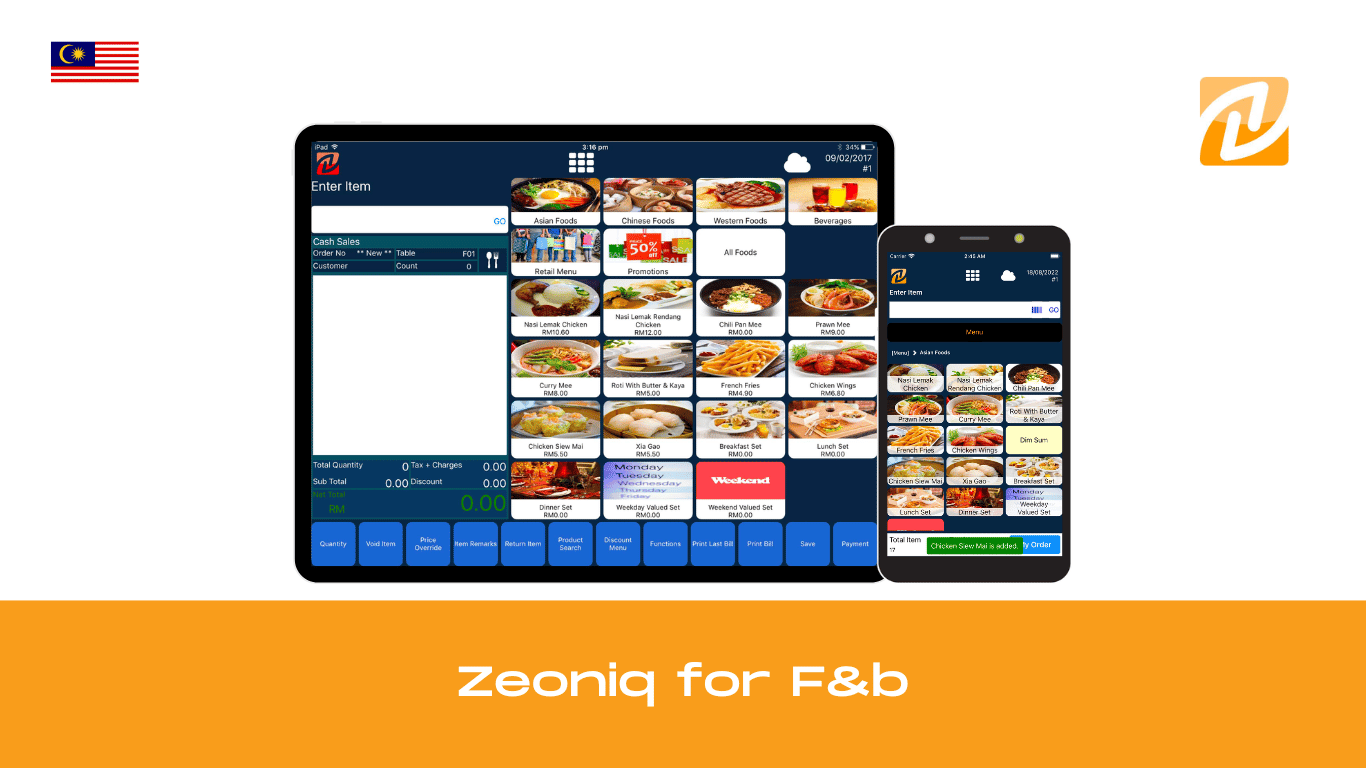 Zeoniq restaurant POS and ordering system in Malaysia