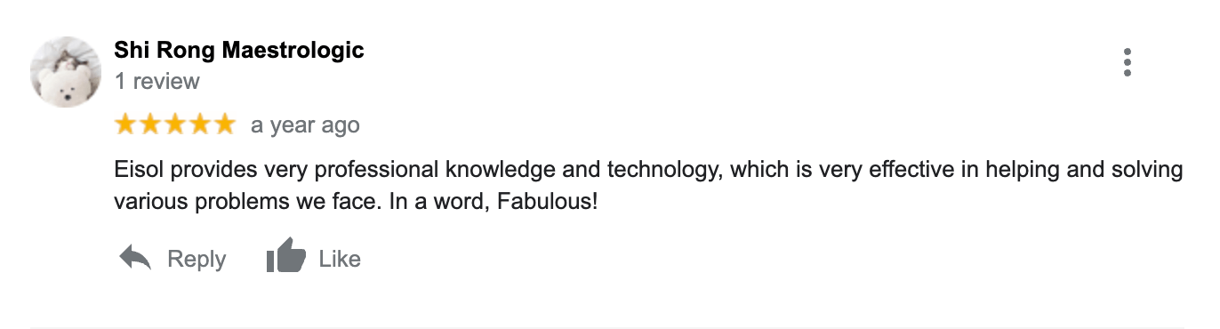 Customer review captured in the original EISOL article