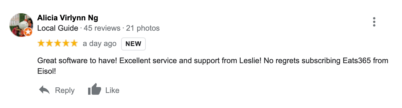 Customer review captured in the original EISOL article